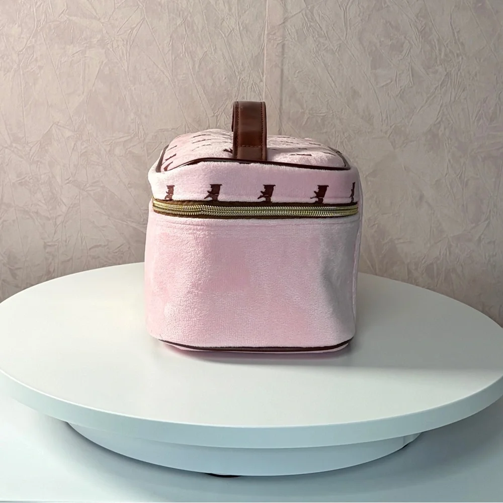 Juicy Couture Pink Cosmetic Case with Gold Accents Travel Case Train Case Makeup